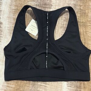 Fabletics Black Racerback Sports Bra with Hook-and-Eye Closure